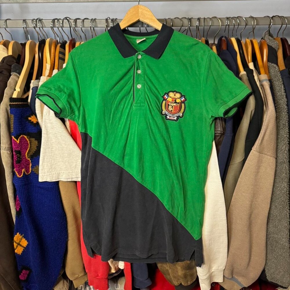 Vintage 90s Green Lacoste Paris Polo Button Shirt Size Medium